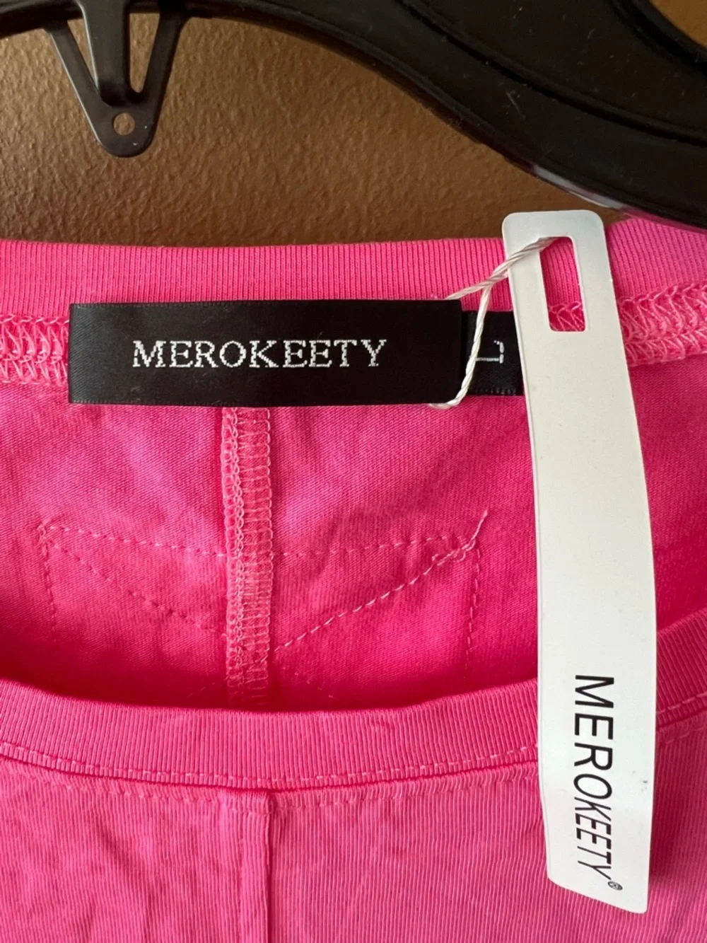 Merokeety Pink Mini T-Shirt Dress Crewneck Short Sleeve Size L Oversized Lounge - Picture 2 of 4